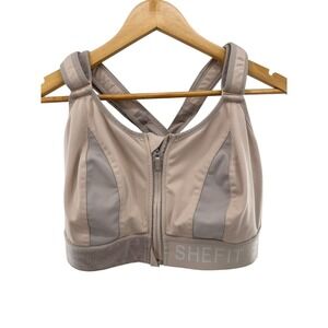 SHEFIT‎ Sports Bra Front Zip Criss Cross Back Adjustable Support3 Luxe  Worn